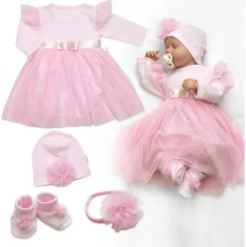 Kojenecká souprava Baby Nellys Luxusní 4D slavnostní sada oblečení pro miminko Girl - růžová Velikost koj oblečení: 56 (1-2m)