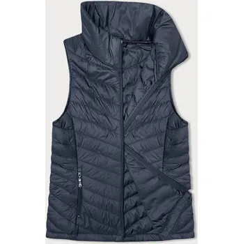 Dámská vesta Tmavě modrá tenká dámská prošívaná vesta se stojáčkem (16M9063-215) odstíny modré XL (42)
