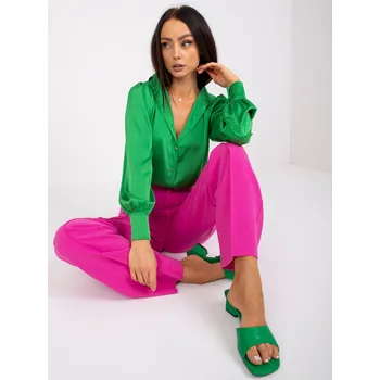 Dámská košile Zelená jednobarevná košile RUE PARIS fuchsiová 3300420