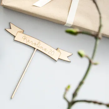 Svatební dekorace Dědova dílna Dřevěný zápich Stuha se jménem