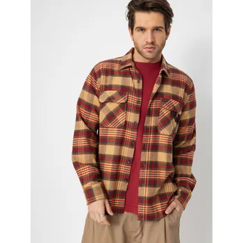 Pánská košile Brixton Bowery Flannel (curry/washed black/crimson) XL, hnědá