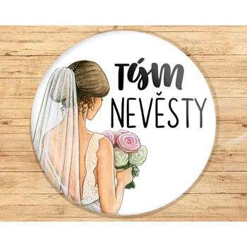 Dekorativní magnet Buton s potiskem, 3,7cm, TÝM NEVĚSTY 2, 1kus VYBERTE SI odznak, magnet, přívěšek ZDE:: Odznak