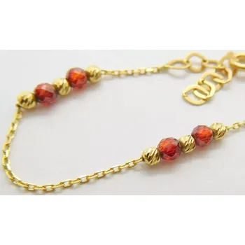 Náramek Klenoty Budín Dámský gravírovaný zlatý náramek na nohu s červenými rubíny 585/2,08gr 26-28,50cm HK7113 (Klenoty Budín Dámský gravírovaný zlatý náramek na nohu s červenými rubíny 585/2,08gr 26-28,50cm HK7113)
