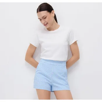 Reserved - Kostkované šortky - bleděmodrá - 7404Y-05X - 7404Y-05X-M