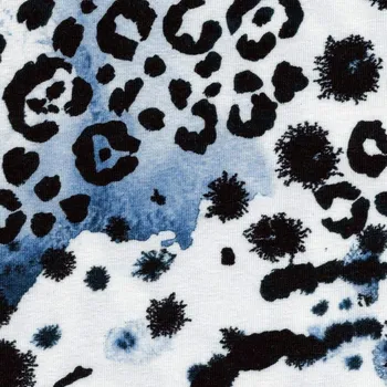 Moraviatex Jednolíc elastický bavlna/Elastan 6% DIGI tisk Levhart černo/modrý