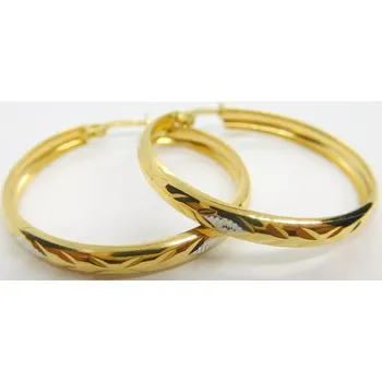 Náušnice Klenoty Budín Dámské kruhové zlaté náušnice s gravírováním pr. 25mm 585/1,74gr HK2330 (Klenoty Budín Dámské kruhové zlaté náušnice s gravírováním pr. 25mm 585/1,74gr HK2330)