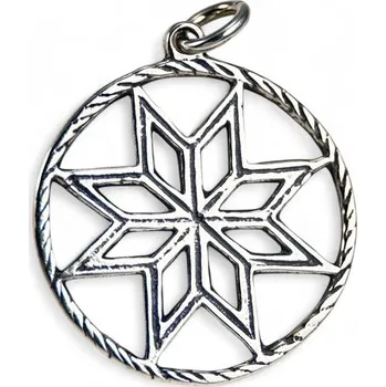 Přívěsek Drakkaria ALATYR - Hvězda Roda, slovanský stříbrný přívěsek, Ag 925