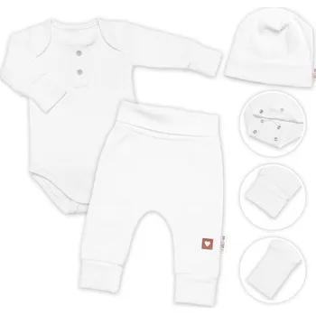 Dětská móda Baby Nellys Žebrovaná rostoucí souprava 3D, Baby Boy - bílá