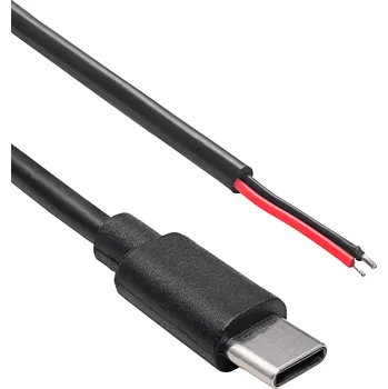 Datový kabel AKYGA Kabel servisní vodiče,USB C vidlice 1m černá 10W 2A 5V