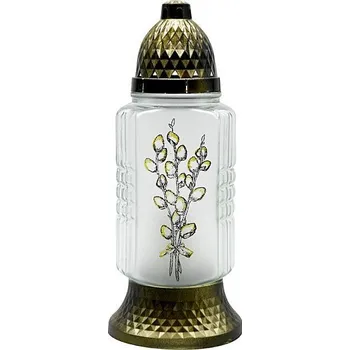 Svíčka Svíčka hřibitovní skleněná 27cm se vkládanou svíčkou 80g