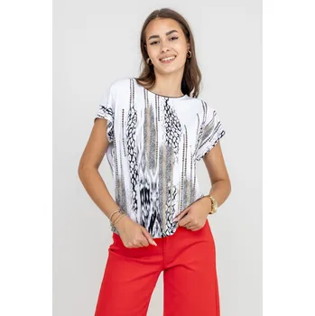 Dámská halenka Pratto dámské halenkové triko se zvířecím vzorem bílé Velikost: 42