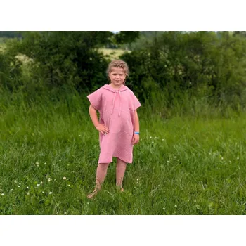 Chlapecký župan Nelly Mušelínové pončo dětské - růžové Rozměr: 122 - 140 cm