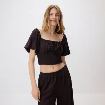 Dámská halenka Reserved - Halenka s výšivkou - tmavě hnědá - 544GA-89X - 544GA-89X-L