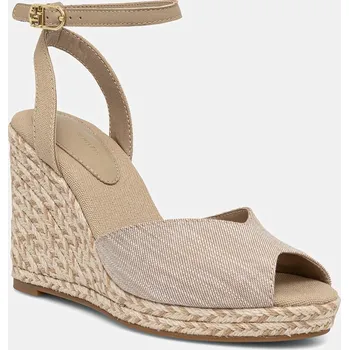 Dámské sandále Sandály Tommy Hilfiger CHAMBRAY HIGH WEDGE ESPADRILLE béžová barva, FW0FW08588 80X, EUR 37
