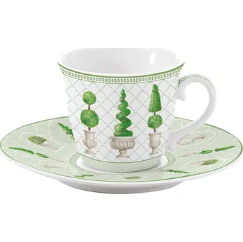 Easy Life, Itálie Easy Life - Porcelánový šálek a podšálek Topiary v dárkové krabičce - 200 ml Barva: jako na obrázku