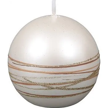 Svíčka Svíčka Saturn koule 8cm bílá lesk