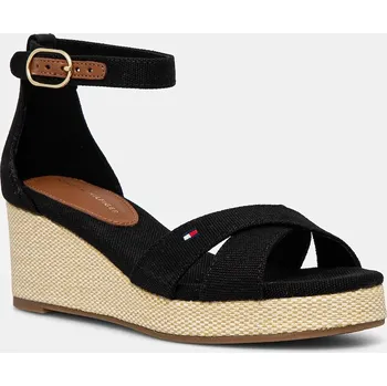 Dámské sandále Sandály Tommy Hilfiger FLAG CRISS-CROS MID WEDGE ESPAD FW0FW08481 černá 99X, EUR 40
