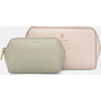 Kožená kosmetická taška Furla 2-pack růžová barva, WE00453.ARE000.4050S