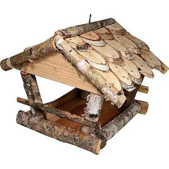 Krmítko pro ptáka Krmítko pro ptáky dřevo 35x30x22cm střecha z březových kulatých plátků