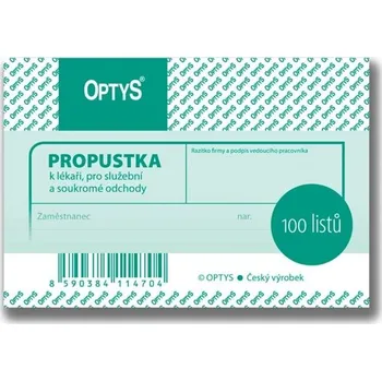 Tiskopis Propustka Optys, A7, 2x bal. 100 listů