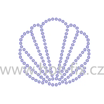 SM019 - mušle nažehlovací hot-fix kamínková aplikace na textil, rozměry cca 7,5x7,1cm barva: kameny barva 101/N Crystal /stříbrná