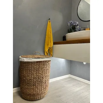 Koš na prádlo Vingo Kulatý koš na prádlo s víkem z hyacintu Rozměry (cm): 40x50
