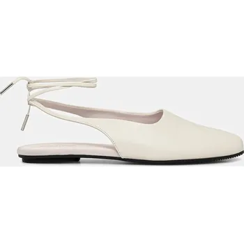 Dámské baleríny Kožené baleríny Calvin Klein BALLERINA SLING BACK LTH béžová barva, HW0HW02655 01X, EUR 39