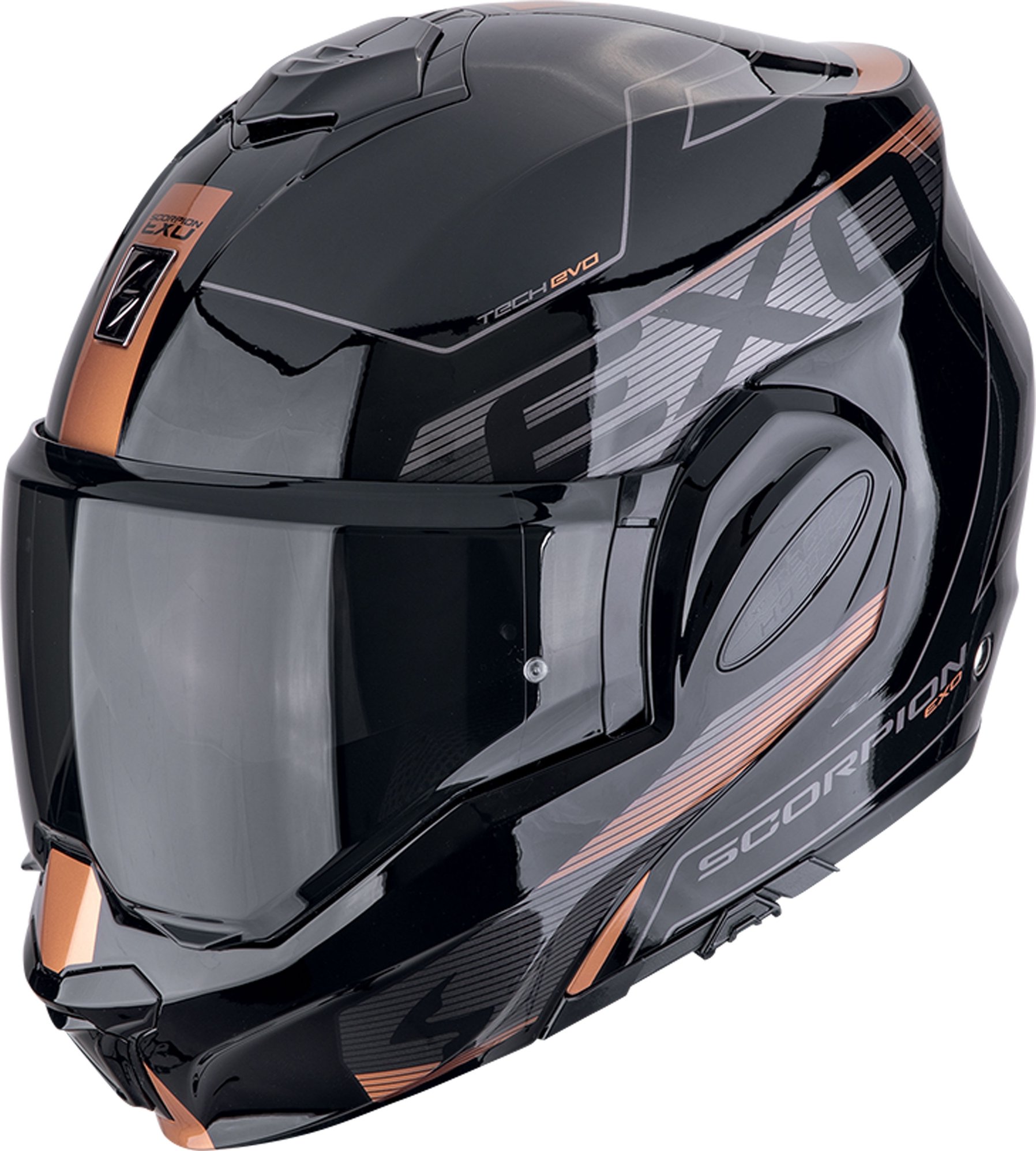 Překlápěcí helma na motorku Scorpion EXO-TECH EVO TRAVELLER černo-měděná XL