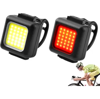 Cyklosvítilna Nakida FT-3028 LED přední a zadní USB dobíjecí cyklistické světlo, voděodolné, 3 režimy, silikonový upínací pásek, COB čip 25x25mm (světlo na kolo | přední světlo na kolo | zadní světlo na kolo | LED světlo na kolo | USB dobíjecí světlo na kolo |)