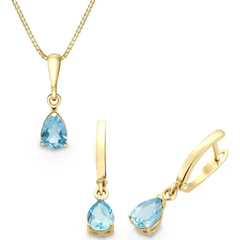 Souprava šperků Souprava náušnic a přívěšku ze žlutého zlata s topazy Swiss 914.90