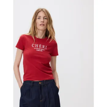 Dámské tričko Reserved - Tričko regular s potiskem - červená - 372GU-33X - 372GU-33X-XL