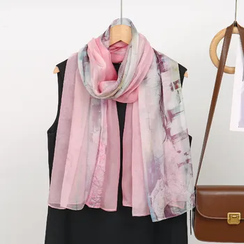 Šátek Hedvábný šifon Růžový svět 110x180 cm v dárkovém balení, HEDVÁBNÝ SVĚT