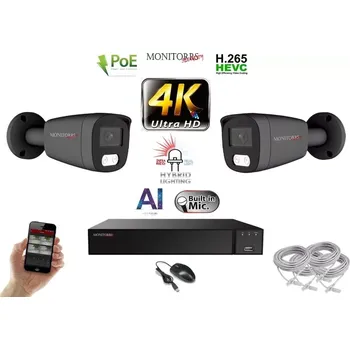 Kompletní kamerový systém Monitorrs Security AI Hybrid Light IP 2 kamerový set 8 Mpix GTube (6483K2) (Monitorrs Security)
