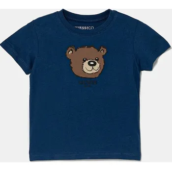 Chlapecké tričko Dětské bavlněné tričko Guess modrá barva, s potiskem, N5YI16 K8HM4 N5YI16.K8HM4.9BYA 55X, vel. 68-76