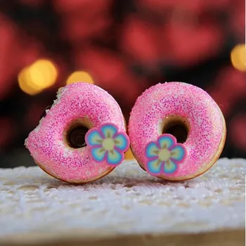 Náušnice CircusMind Sladké náušnice pecky Fimo - donuty růžové S4169