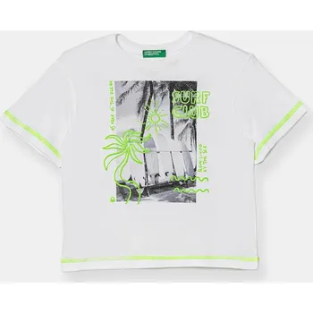 Chlapecké tričko Dětské bavlněné tričko United Colors of Benetton bílá barva, s potiskem, 3I1XG10JG 3I1XG10JG.P.Seasonal 00X, vel. 110