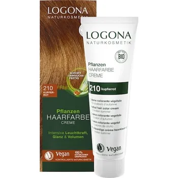 Vlasová regenerace Logona Pece-o-vlasy Hair-ColourRostlinný krém na barvení vlasů č. 210 Měděná červená 150 ml (2&nbsp;487,00 Kč / 1 l)