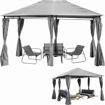 Zahradní altán Zahradní altán pavilon Stylo 3 x 4m s vodotěsnými bočními stěnami - antracit