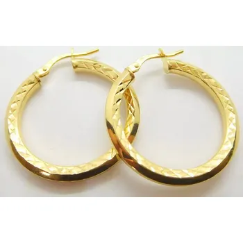 Náušnice Klenoty Budín Dámské kruhové zlaté náušnice s gravírováním pr. 25mm 585/1,74gr HK2331 (Klenoty Budín Dámské kruhové zlaté náušnice s gravírováním pr. 25mm 585/1,74gr HK2331)