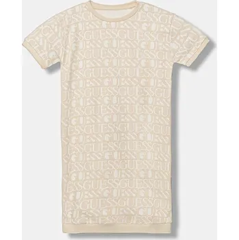 Dámské šaty Dětské bavlněné šaty Guess béžová barva, mini, J5YK07 KAD74 J5YK07.KAD74.9BYA 12X, vel. 125-135