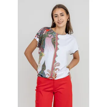 Dámská halenka Pratto dámské halenkové triko s mandalovým vzorem bílé Velikost: 36