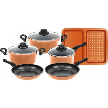 Herzberg Cooking Herzberg HG-04838: 9 kusů nepřilnavé měděné sady nádobí