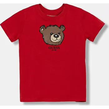 Dětská móda Dětské bavlněné tričko Guess N5YI16.K8HM4.9BYA červená 33X, vel. 118-122