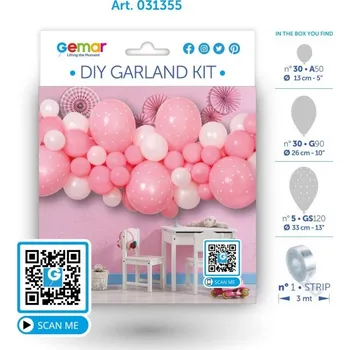 Gemar Balónková girlanda pastel růžovo-bílá