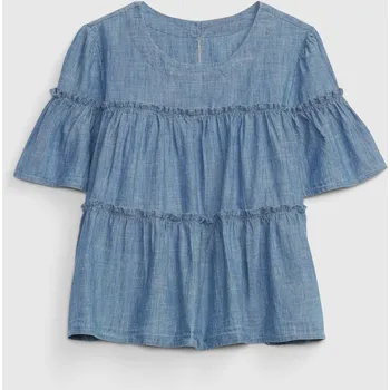 Dívčí tričko GAP Dětský volánkový top - Holky GAP modrá 2142495