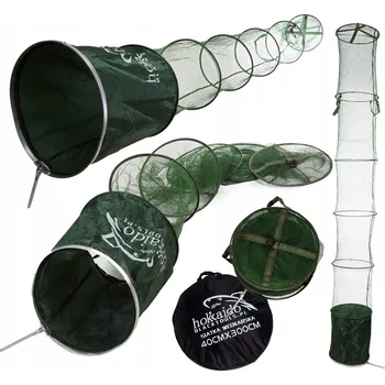Outdoor vaření Hokkaido Rybářská pogumovaná síť – délka 3 m, průměr 40 cm + držák + pouzdro