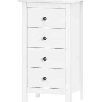 Komoda Komoda 4 zásuvky TORINO bílá, kovové úchytky - SLEVA 3% s kodem radost25