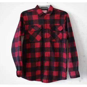 Pánská košile KOŠILE PÁNSKÁ - Fleecová WRANGLER DLOUHÝ RUKÁV - červená kostka Velikost: S