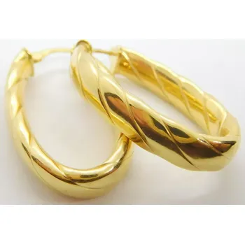 Náušnice Klenoty Budín Dámské kruhové gravírované zlaté náušnice gravírované oválky 585/3,33gr HK2335 (Klenoty Budín Dámské kruhové gravírované zlaté náušnice gravírované oválky 585/3,33gr HK2335)