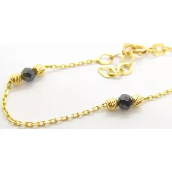 Náramek Klenoty Budín Dámský gravírovaný zlatý náramek na nohu s černými zirkony 585/2,63gr 26-28,50cm HK7112 (Klenoty Budín Dámský gravírovaný zlatý náramek na nohu s černými zirkony 585/2,63gr 26-28,50cm HK7112)